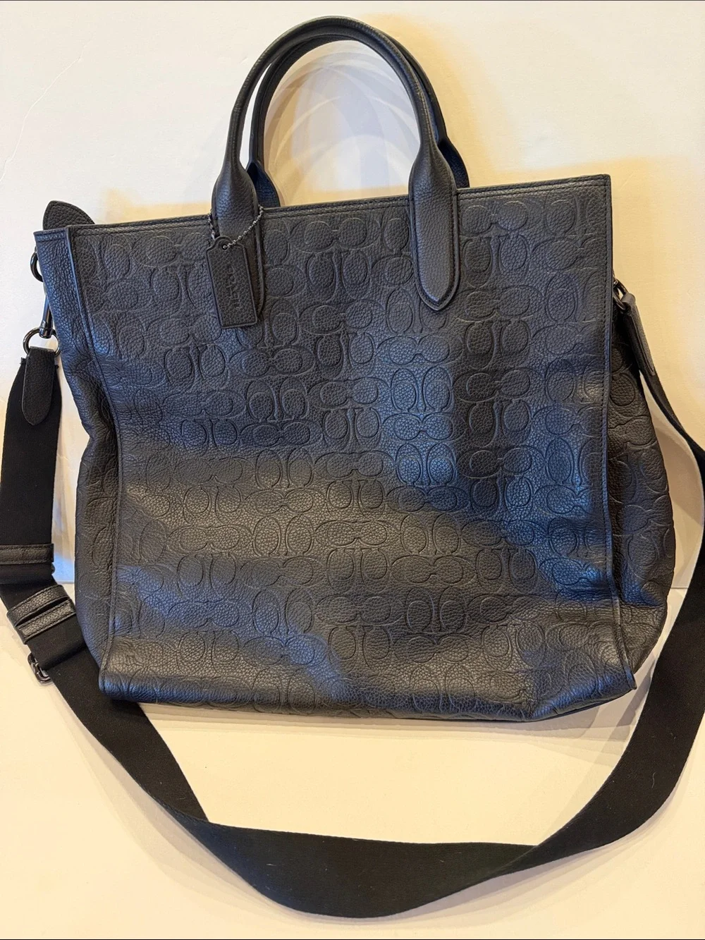 Coach Black Embossed Signature Messenger Bag